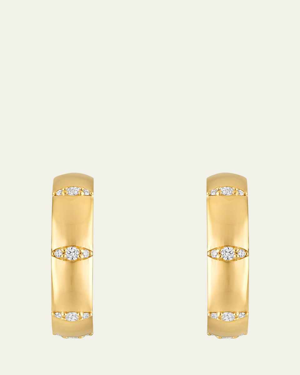18K Yellow Gold Veda Hoop Earrings with Diamonds